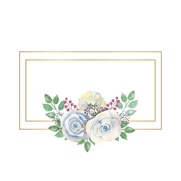 황금색 직사각형 모양의 열매들 결혼에 인사장이나 초대장의 장식을 수채화 — 스톡 사진