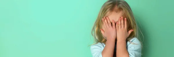 Scared Little Girl Hiding Face Stock Photo - Image of cute, crying