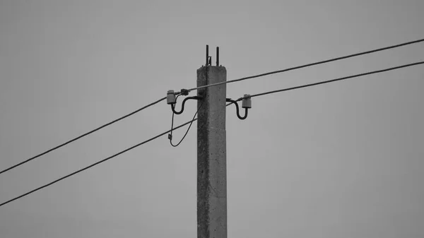 Hoogspanning Post Hoogspannings Toren Hemelachtergrond Macht Polen Verschillende Bedrading Zwart — Stockfoto