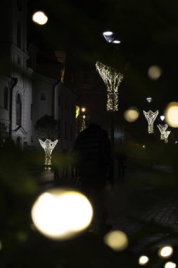 Noel kasabası, kış şehri akşam