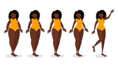 Zayıflama süreci Infographic. Kadın diyet kaybetmek