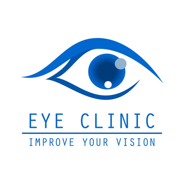 Μάτι κλινική μπλε λογότυπο. Οφθαλμολογική εταιρεία απλό — Διανυσματικό Αρχείο