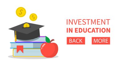 Eğitim kavramı Web afiş yatırım. Çalışma için tasarruf