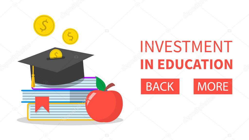 Investment in education concept web banner. Savings for study