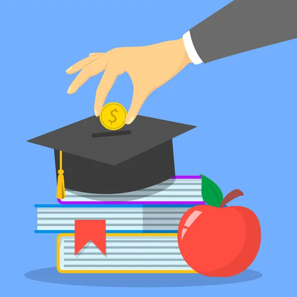 Investeringen in het onderwijsconcept web banner. Besparingen voor studie — Stockvector