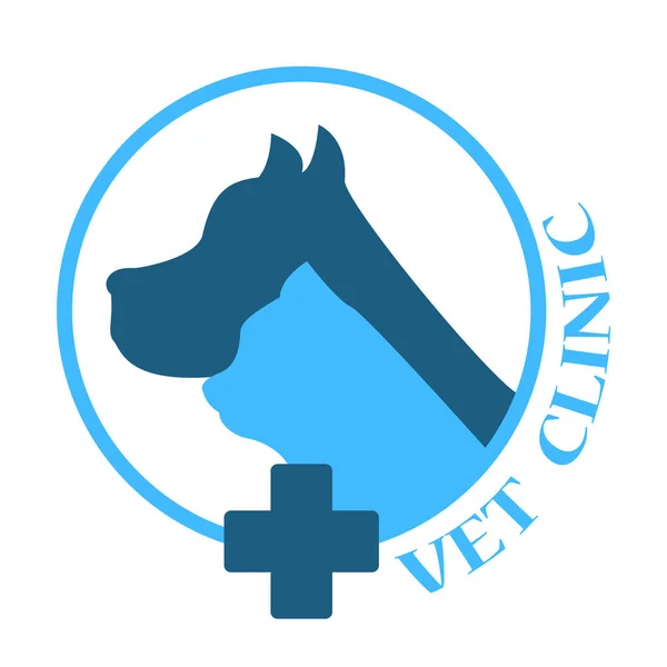 Veteriner kliniği logo tipi mavi renk seti — Stok Vektör