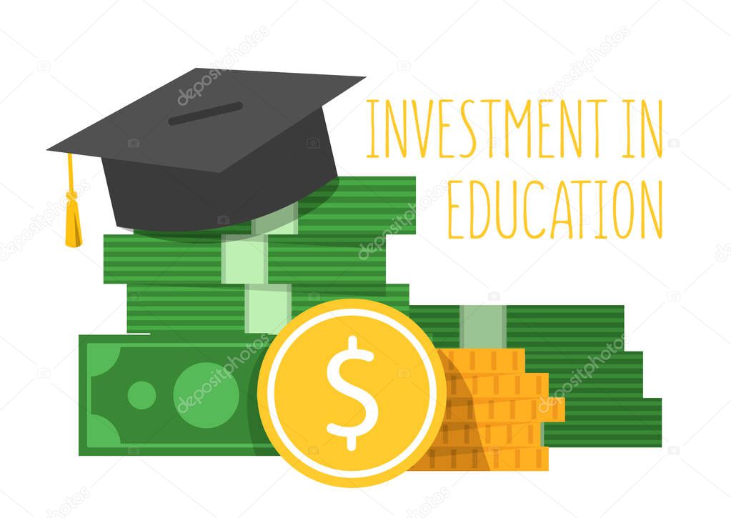 Investment in education concept web banner. Savings for study