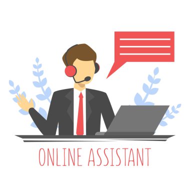 Çevrimiçi destek, bilgisayarda yardım. Adam