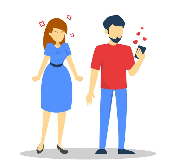 Kıskanç kadın erkek arkadaşı aşk sohbet bakarak