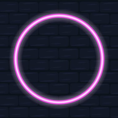 Daire neon çerçeve, yuvarlak şekil. Elektrikli dekorasyon