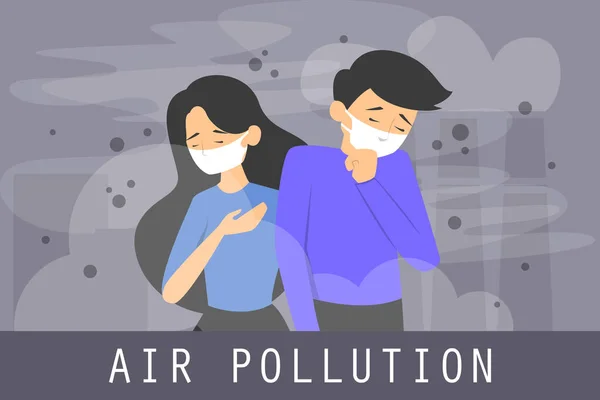 Hava kirliliği kavramı vektör afiş. Şehirde smog