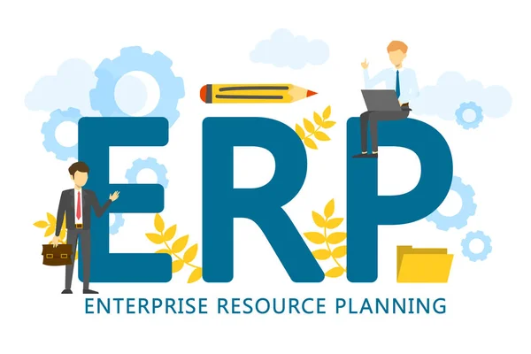 ERP enterprise resource planning. A corporate business — Stock Vector