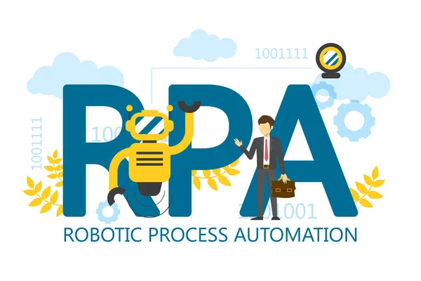 Vektor proses robot RPA mengisolasi ilustrasi - Stok Vektor