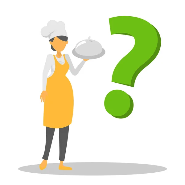 Χαρακτήρας θηλυκού σεφ και ερωτηματικό. Baker — Διανυσματικό Αρχείο