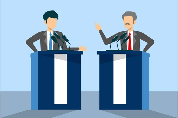 Candidato a presidente em debate. Feminino e masculino —  Vetores de Stock
