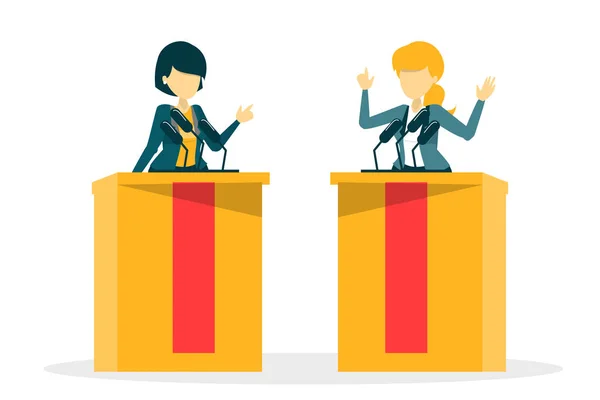 Candidato a presidente em debate. Falante feminino —  Vetores de Stock