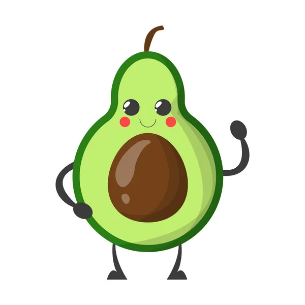 Cute avocado, a cheerful character vector isolated — Stock Vector