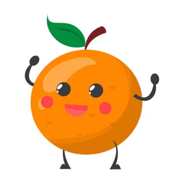Mutlu gülümseyen turuncu meyve vektör illüstrasyon. Komik karakter