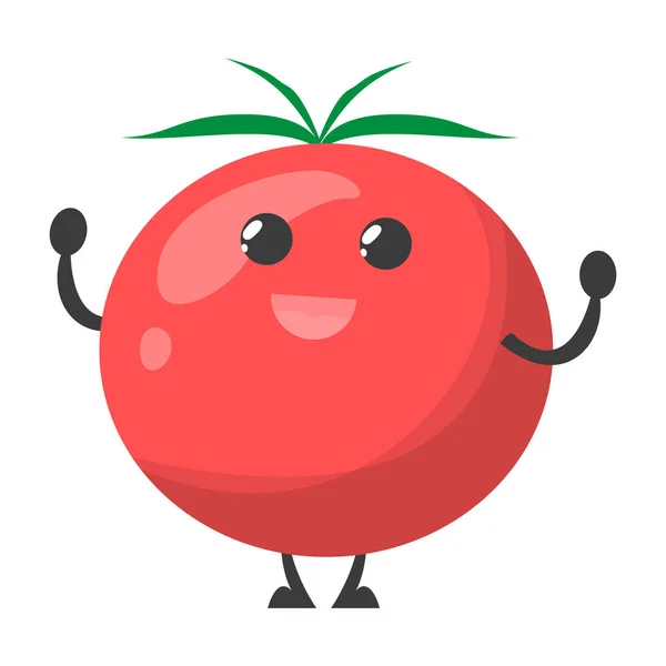 Happy tomato character vector isolated. Red vegetable with face — Stock Vector