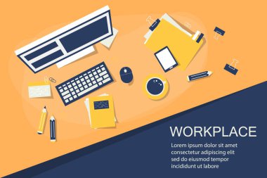 İşyeri web pankartı. Çalışma alanı ve iş yeri