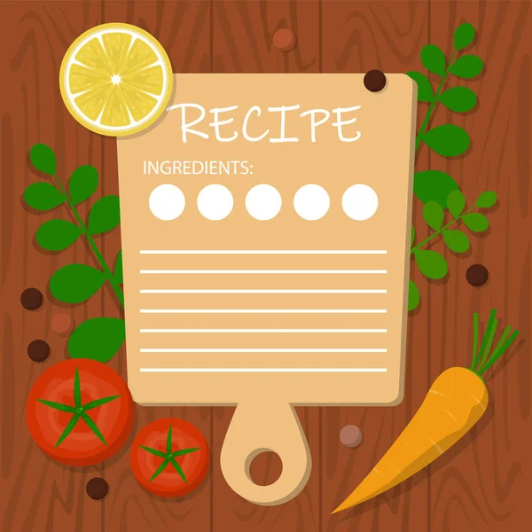 Plantilla de banner de receta. Espacio en blanco para el texto, idea de cocina — Vector de stock