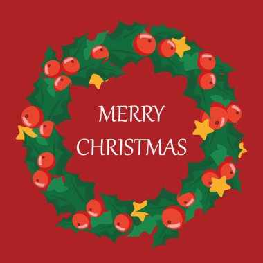 Çelenk taşıyıcısı izole edilmiş mutlu noel tebrik kartları