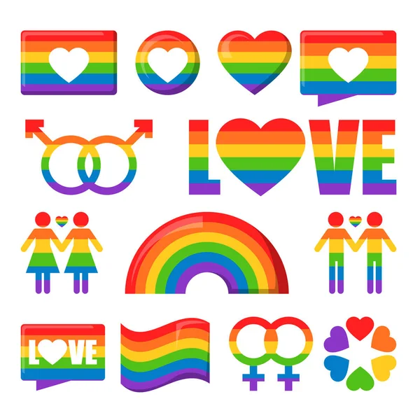 Icône LGBT mis vecteur isolé. Mois de fierté — Image vectorielle