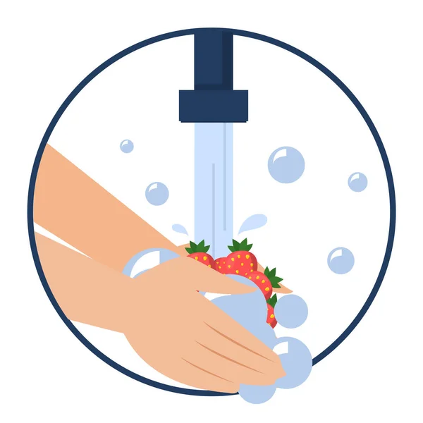 Handwas bessen vector geïsoleerd. Voedsel wassen — Stockvector