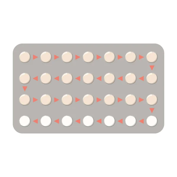 Pilules Contraceptives Vecteur Isolé Traitement Hormonal Idée Pharmacie Médecine Comprimés — Image vectorielle