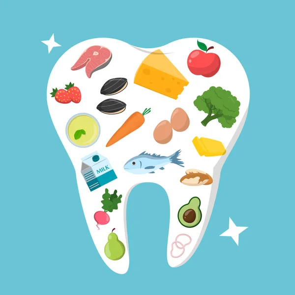 Melhor Comida Para Seus Dentes Banner Vetor Isolado Coma Frutas — Vetor de Stock