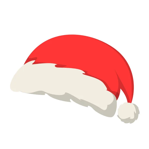 Red Santa Claus Hat Vector Isolated Christmas Decoration Element Cap — Stock Vector