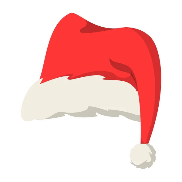 Chapeau Père Noël Rouge Vecteur Isolé Elément Décoration Noël Casquette — Image vectorielle