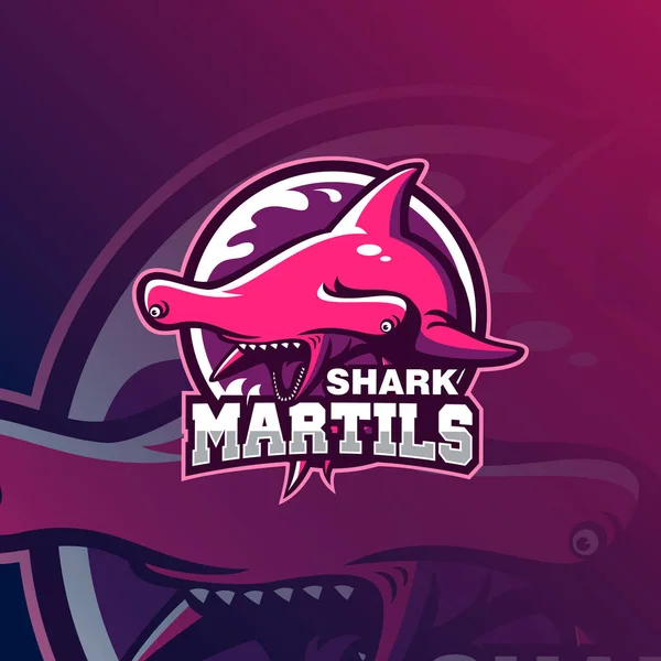 Spor Için Köpekbalığı Maskot Logo Vektör Tasarımı — Stok Vektör