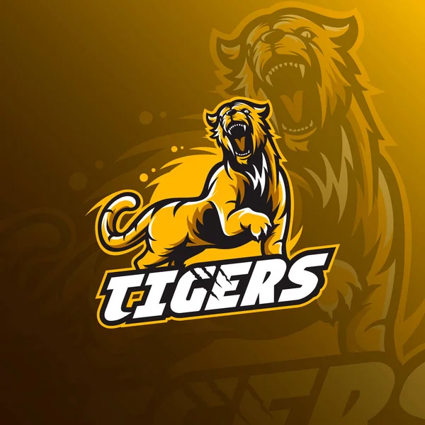 Tigre Mascota Logo Vector Ilustración — Vector de stock