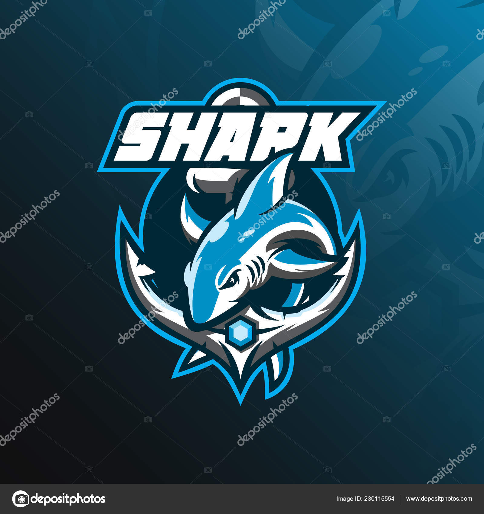 Shark Mascot Logo Design Vector Modern Illustration Concept Style