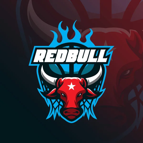 Bull Mascot Logo Design Vektor Mit Modernem Illustrationskonzept Stil Für — Stockvektor