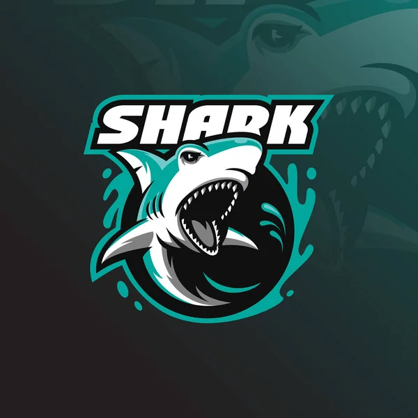 Angry Shark Mascot Logo Design Vector Modern Illustration Concept Style — Stock Vector