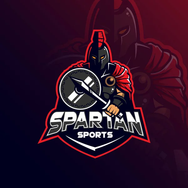 Spartan Maskotka Logo Wektor Nowoczesnych Ilustracja Koncepcja Stylu Znaczek Godło — Wektor stockowy