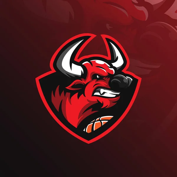 Bull Maskot Logo Design Vektor Moderní Ilustrace Koncept Stylu Pro — Stockový vektor
