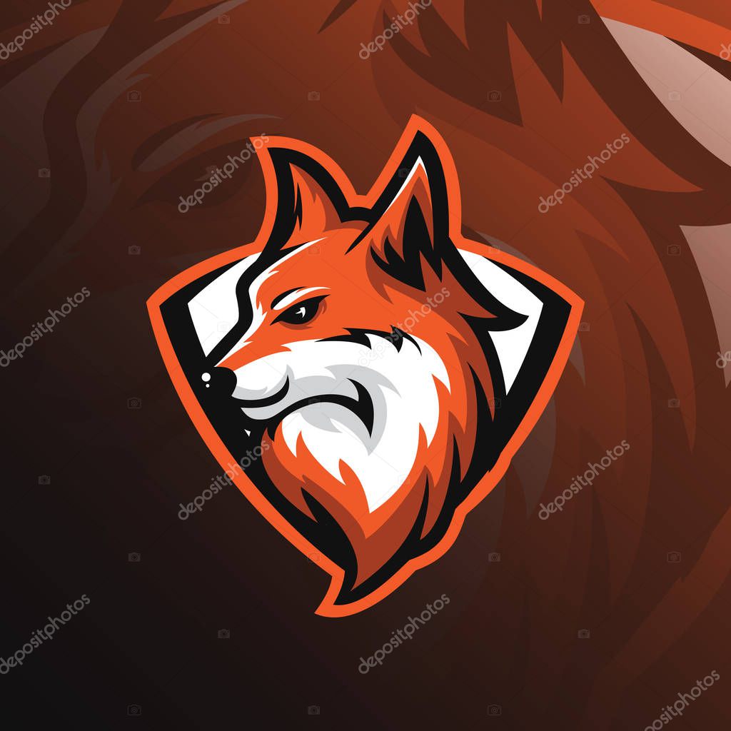 Fox logo mascot design vector with modern and emblem style. fox head illustration for sport team and printing tshirt.