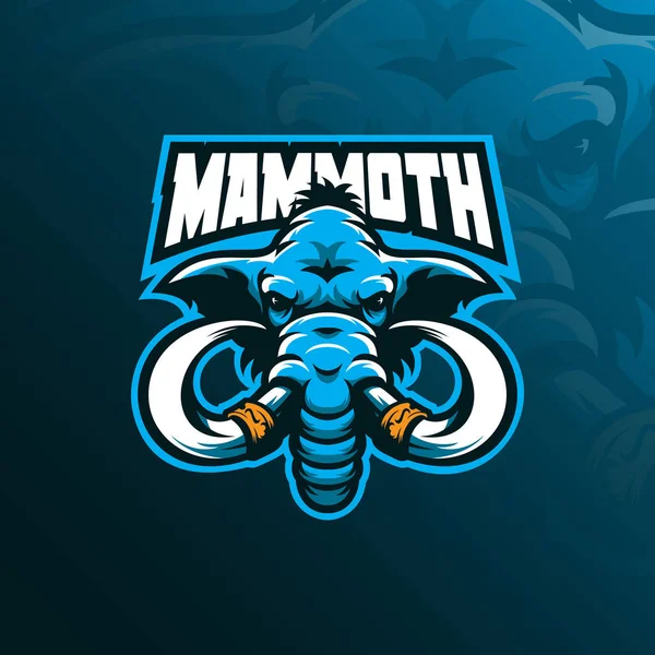 Vecteur Conception Logo Mascotte Mammouth Avec Style Concept Illustration Moderne — Image vectorielle