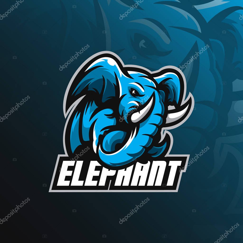 Elephant mascot logo design vector with modern illustration concept style for badge, emblem and tshirt printing. angry elephant illustration with feet up.