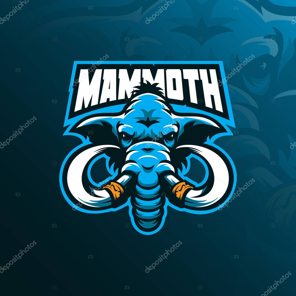 Mammoth mascot logo design vector with modern illustration concept style for badge, emblem and tshirt printing. mammoth head illustration facing forward.