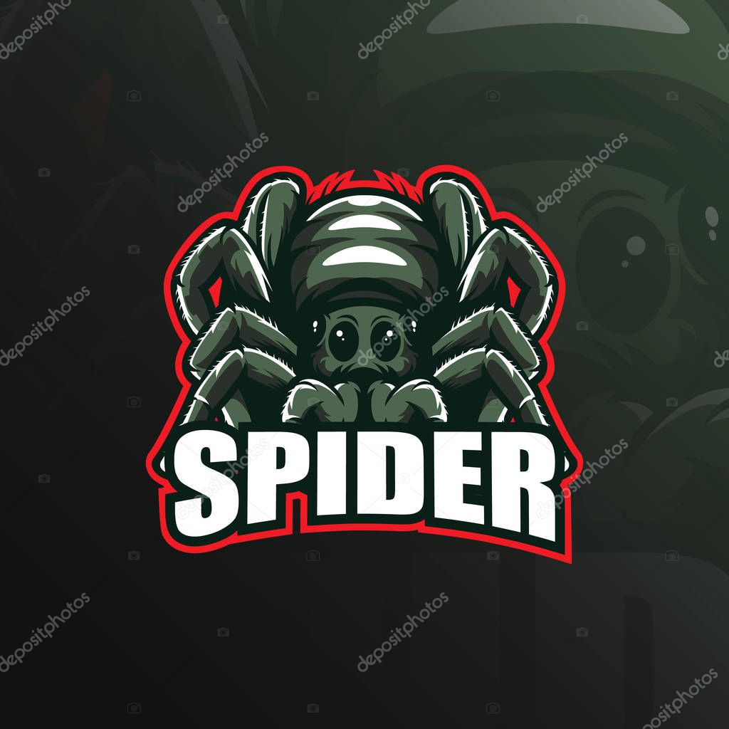 Spider mascot logo design vector with modern illustration concept style for badge, emblem and t shirt printing. spider illustration with feet.
