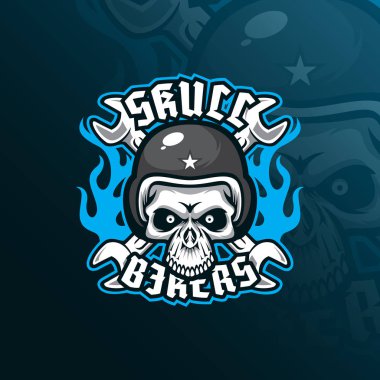 kafatası vektör maskot logo tasarımı modern illüstrasyon kavramı tarzı rozet, amblem ve tshirt baskı için ile. kafatası illüstrasyon anahtar ile.