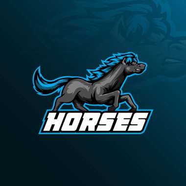 at maskot logo vektör tasarımı modern illüstrasyon kavramı tarzı rozet, amblem ve t shirt baskı ile. tarzı çalışan ile at illüstrasyon.