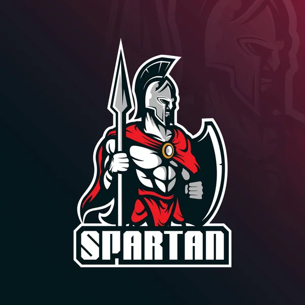 Disegno Vettoriale Del Logo Della Mascotte Spartana Con Moderno Stile — Vettoriale Stock