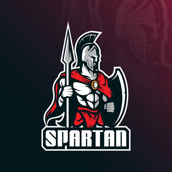 Spartan Mascot Logo Vector Design Modern Illustration Concept Style Badge — Stock Vector