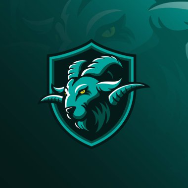 keçi vektör logo tasarım maskotu modern illüstrasyon kavramı tarzı rozet, amblem ve tshirt baskı için ile. rozeti olan öfkeli keçi illüstrasyon.