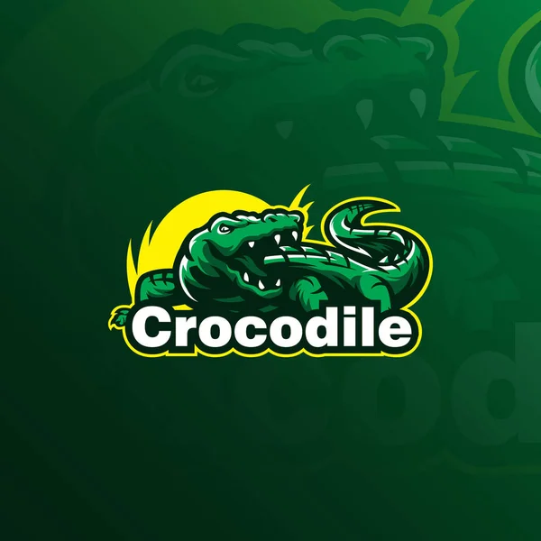 Crocodile Vector Logo Design Mascot Modern Illustration Concept Style Badge — Stock Vector